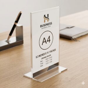 Clear Acrylic Sign Holder A4 Size Double Sided Display Stand 8.3 x 11.7 inches