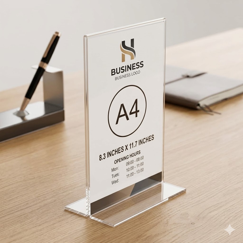 Clear Acrylic Sign Holder A4 Size Double Sided Display Stand 8.3 x 11.7 inches