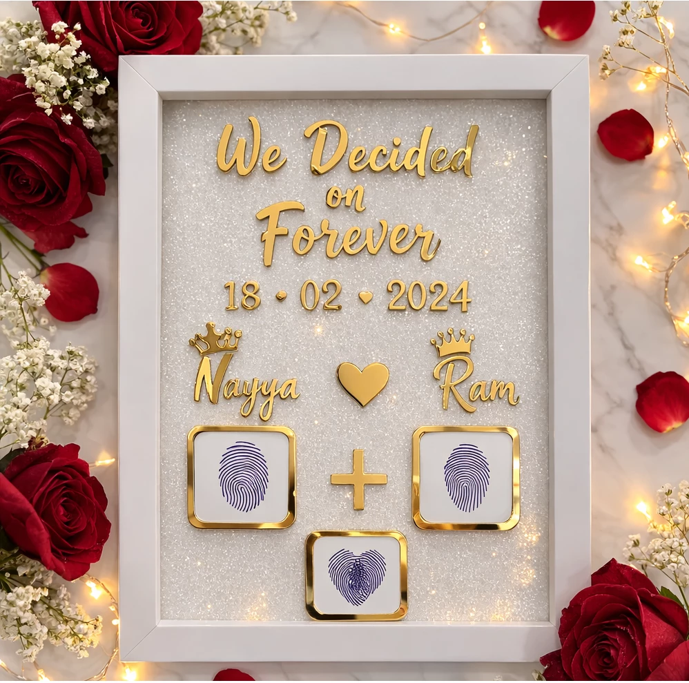 Custom Couple Fingerprint Frame Wedding Thumbprint Frame Gift Personalized