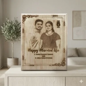 Custom Wooden Engraved Photo Frame Laser Engraved Couple Portrait Gift