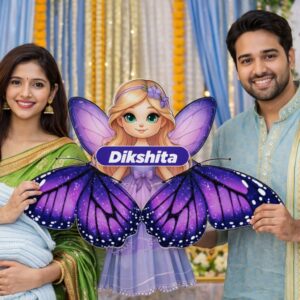 Customized Baby Name Revealing Board Butterfly Theme Baby Name Announcement Board